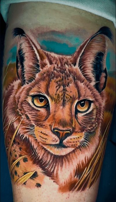 Lince tatuado a color